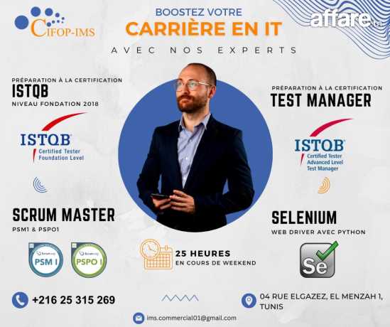 Formation en ISTQB , Selenium, Test Manager Busniess Analyst