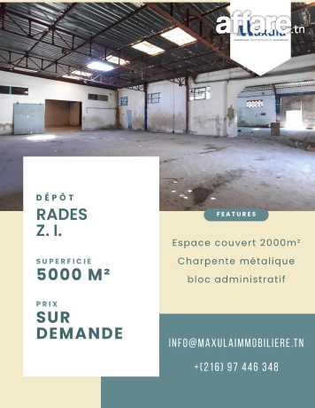 À VENDRE DÉPÔT SITUÉ EN ZONE INDUSTRIELLE DE RADES