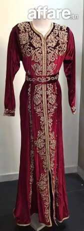 Robes Caftan rouge velour